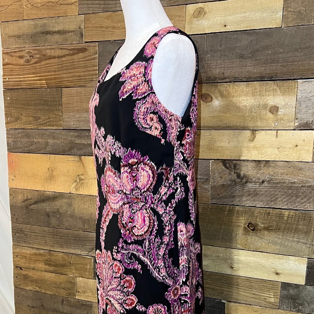 Studio 1 Dress Black Sleeveless Pink & White Design Size 12
